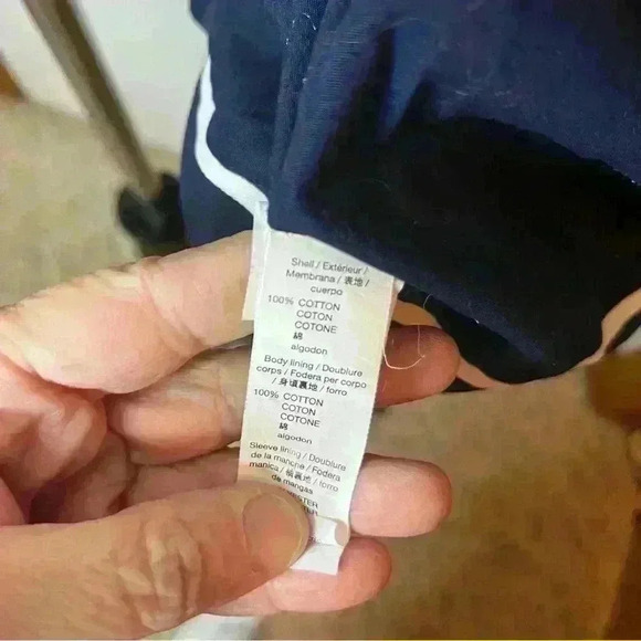 Gap Long Jacket Button Up Coat Women Medium Blue White Stripe Cotton Preppy - Picture 10 of 11